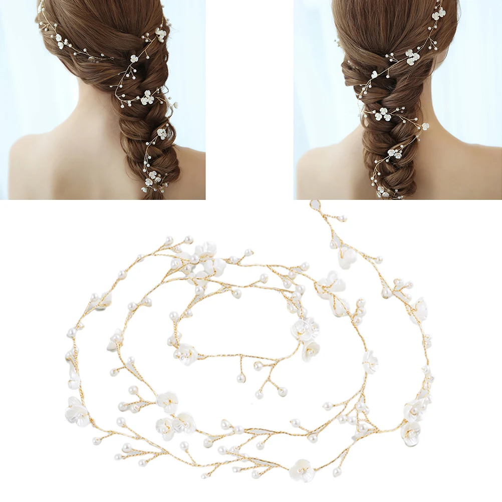 

Flower Hair Vine Simple Sweet Romantic Design Bendable Beads Adjustable Hairstyle Vintage Tiara Matching Dresses Gowns Perfect
