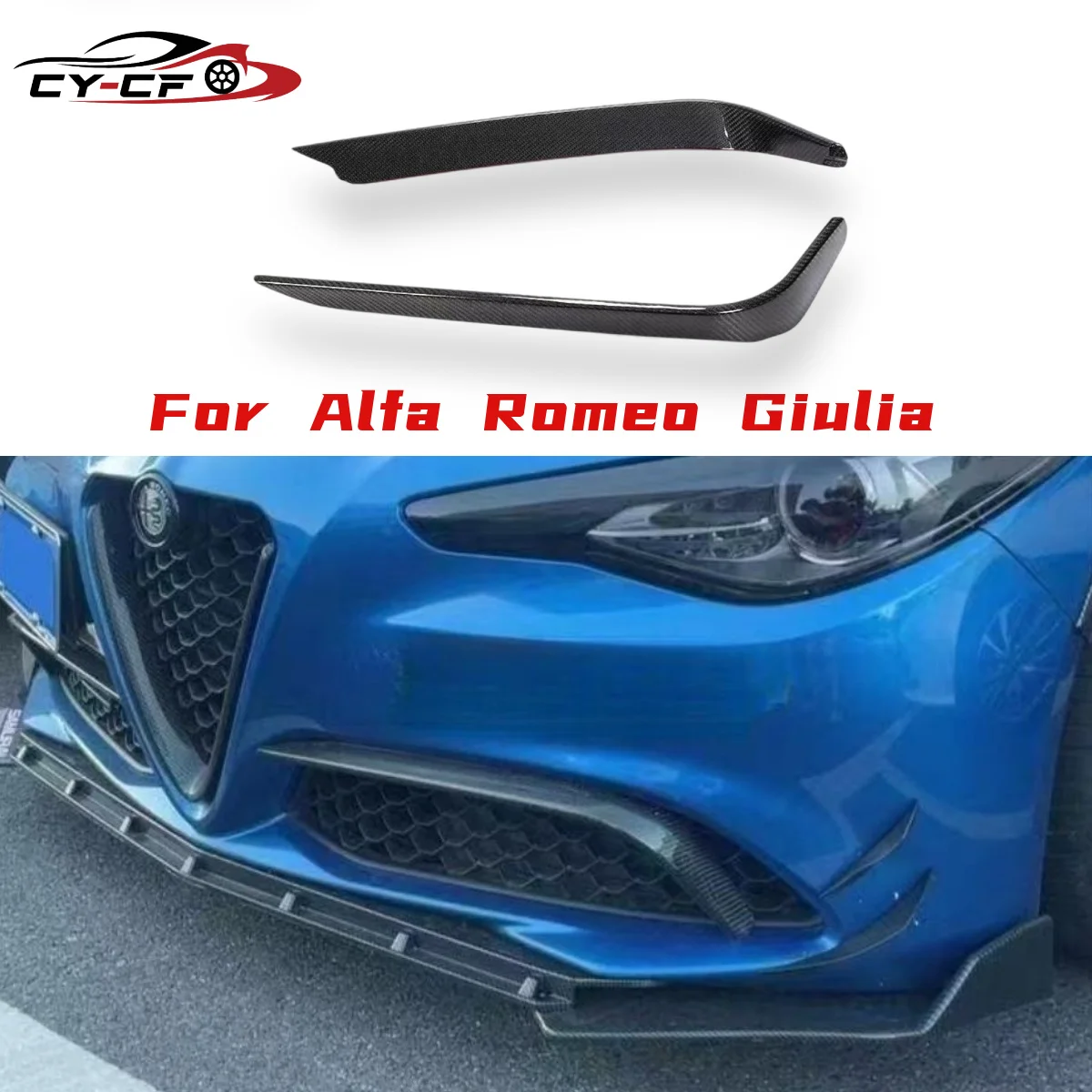 

Car Accessories for Alfa Romeo Giulia 2016 2017 2018 2019 Carbon Fiber /FRP Fog Lamp Fin Splitters Trim Cover Canards