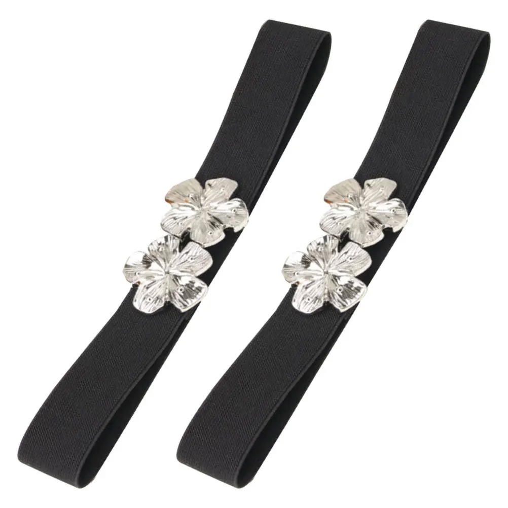 2 قطعة حزام خصر مرن للنساء خمر واسعة تمتد Cinch الأزهار مشبك فستان أحزمة الموضة غير رسمية فستان مرن حزام الخصر #6