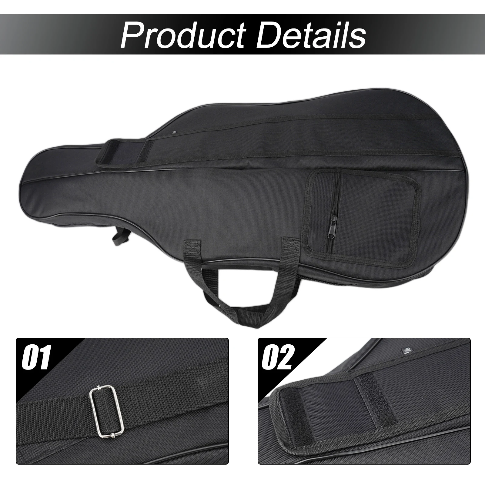 Conveniently Designed for Your 1/8 Cello Cello Padded Gig Bag  18 Size  Black Color  Side Storage Pocket  Fixed Backpack Straps