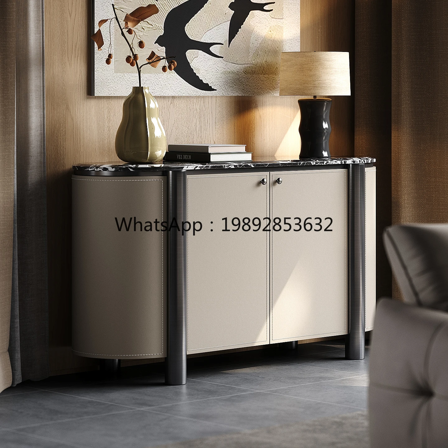 YFY High-End Entryway Cabinet Living Room Entrance Solid Wood Sideboard Italian Light Luxury Doorway Decorative Cabinet