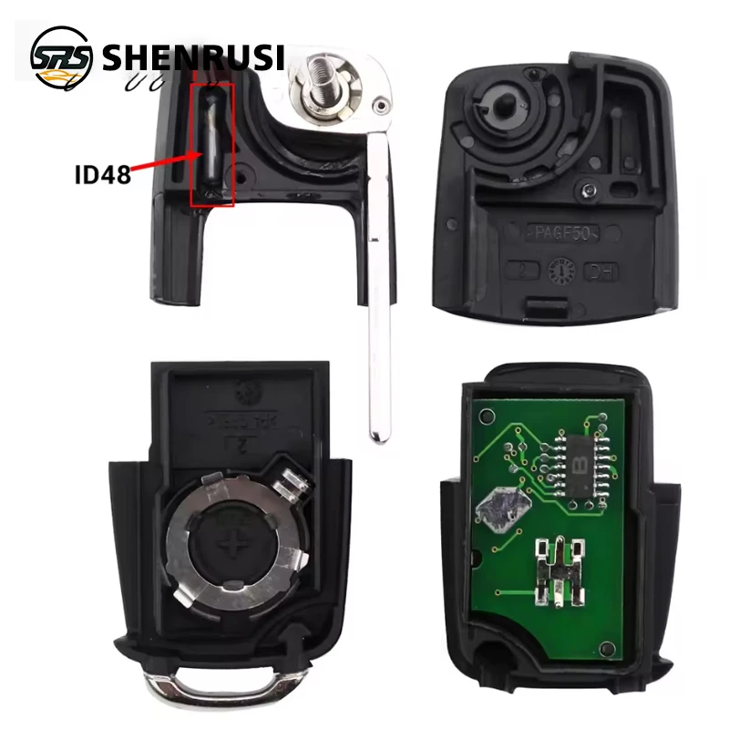 VWパサート、ポロ、シュコダ、シートポロ/ゴルフ/ビートル用3ボタンフリップリモートカーキーフォブ 1J0959753 DA/AH 1K0959753G 434Mhz ID48
