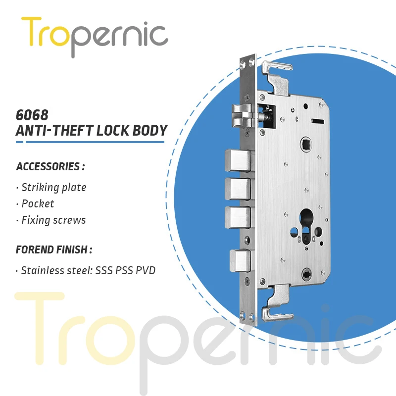 6068 Stainless Steel Lock Mortise with Hooks for Security Wooden Metal door