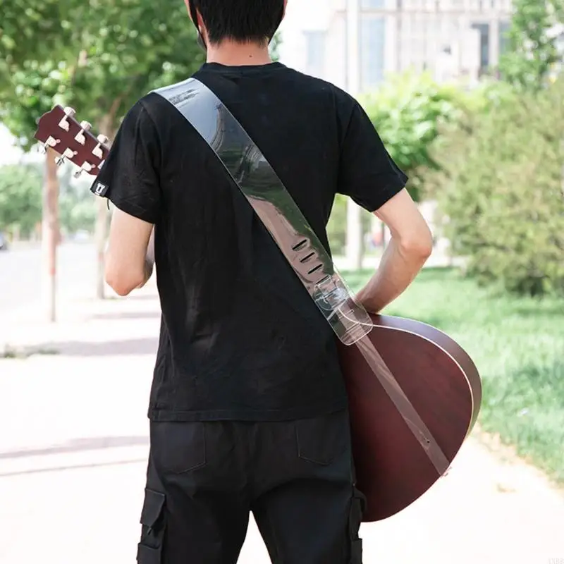 Stretchable Guitar Strap Stylish Transparent Guitar Shoulder Strap Easy To Clean Adjustable Guitar Strap For Musicians 4XBB