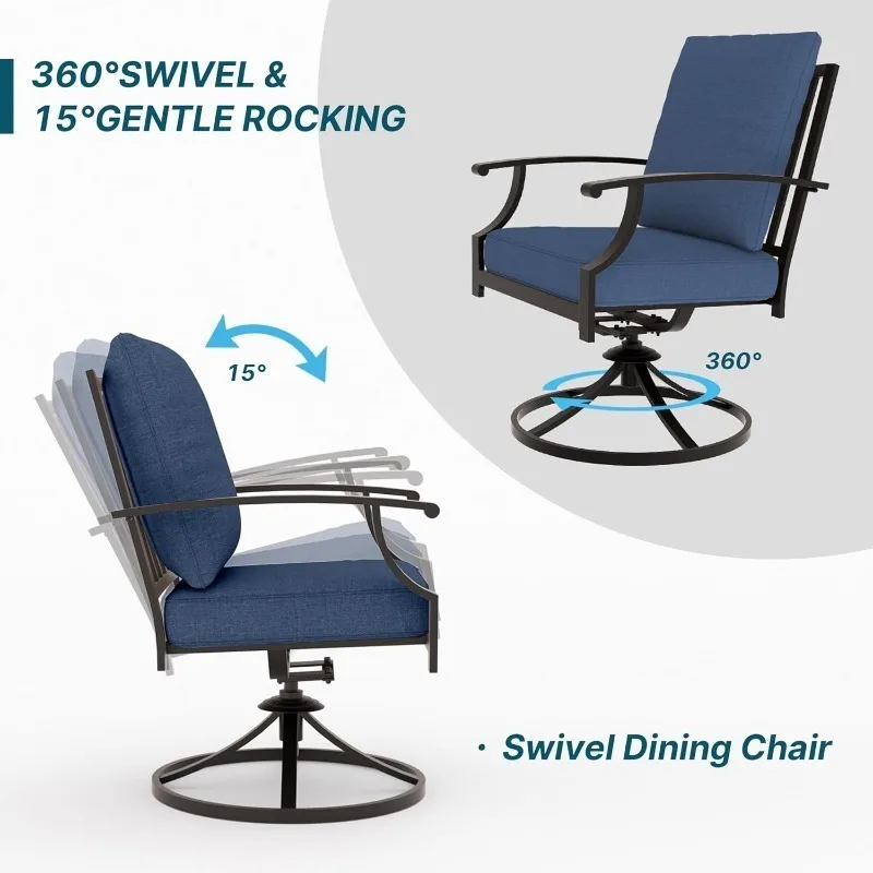 Set da pranzo per esterni da 9 pezzi Set tavolo da pranzo e sedie da patio Set di mobili da esterno con 1 tavolo da pranzo rettangolare in metallo con U