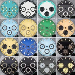 29.5mm VK63 Dial for Quartz Movement Chronograph Face 6 Hands Watch Parts Green Luminous Fit for 39mm Watch Cases