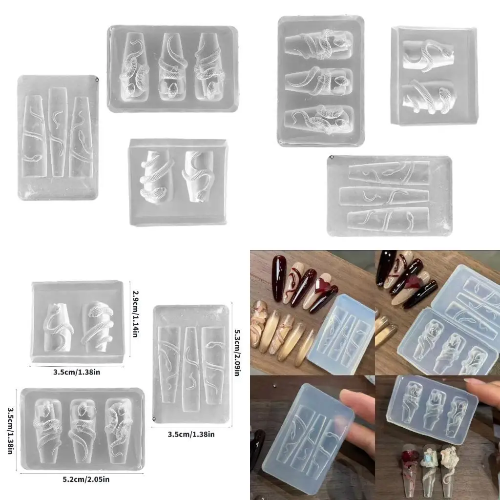 

Упаковка из 3 силиконовых форм формы змеи Гибкие инструменты для ногтей