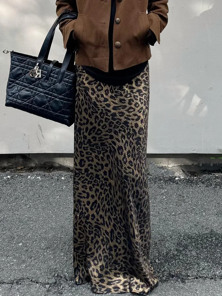 Soft Romantic Chiffon Wrap Skirt Leopard Print Stylish Long Skirt Women Y2K Skirts Summer Casual Vocation Beach Streetwear D803