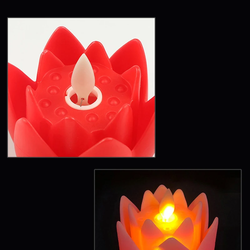 LED Lotus Light แบตเตอรี่ดําเนินการสีสันสดใสแสงธรรมชาติพระพุทธรูปโคมไฟสวดมนต์ Flicker เทียน LED โคมไฟชาตกแต่งวัด