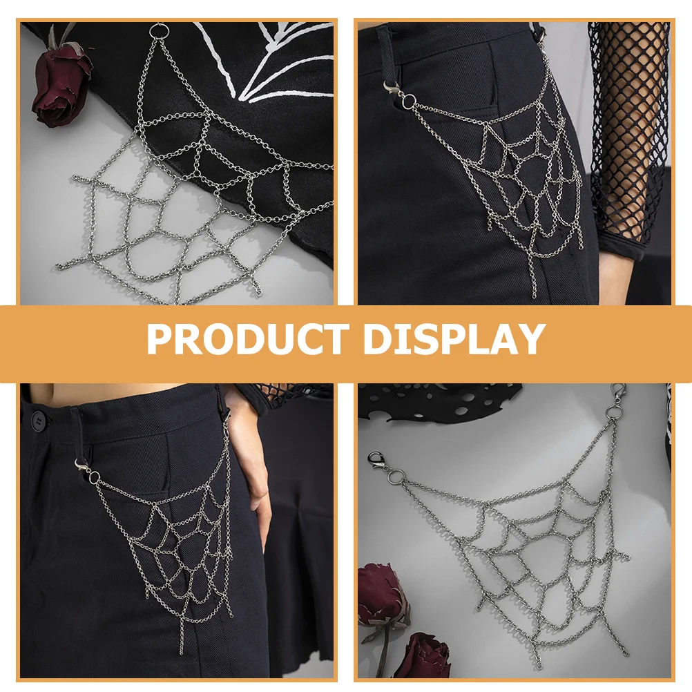  Spider Web Pants Chain for Decorative Trousers Jeans Wallet Belt Chains Men Purse Clasp