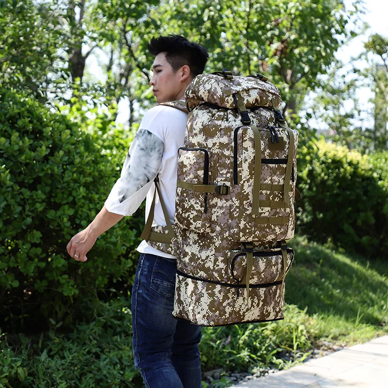 Extra Large 100L Hiking Backpack Multifunctional Outdoor Travel Backpack Men Women Waterproof Rucksack For For Camping Climbing