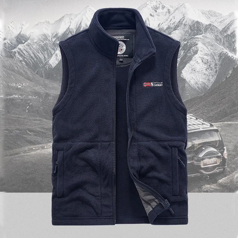 Polar Fleece Norwegen Weste Herren Outdoor Winter Warme Weste Mantel Stehkragen Armee Verdickte Westen Kleidung Jacke Ärmellose Weste – Detail 11