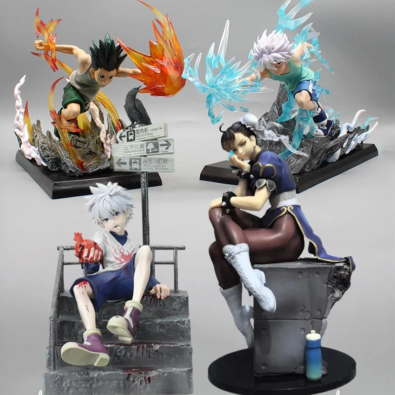 

Anime Gon Freecss Action Figura Hunter X Hunter Manga Doll Killua Zoldyck Figure GK Street Fighter Chun Li Figure Hot Model Gift