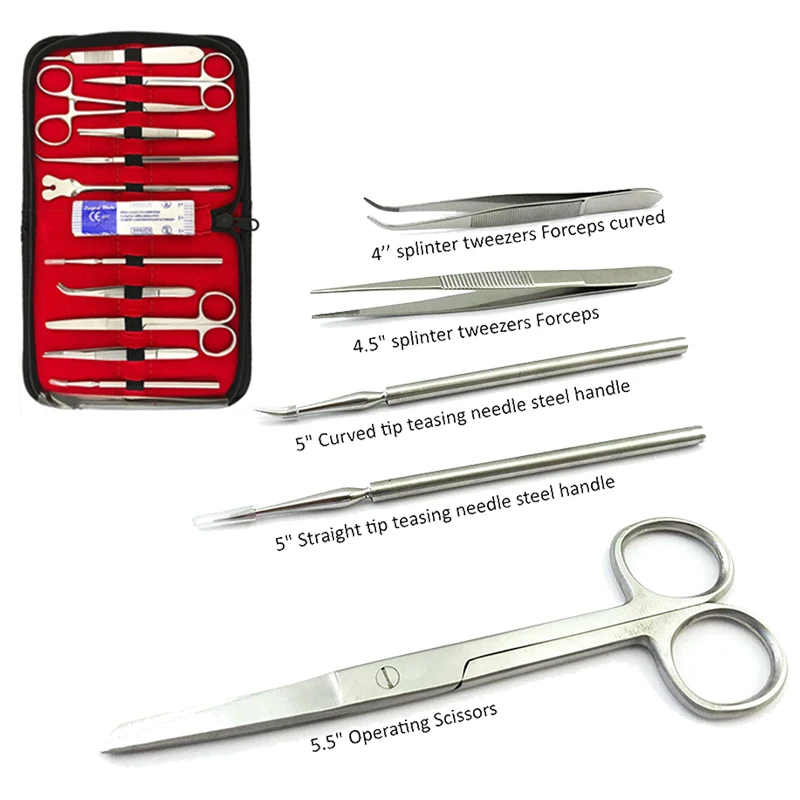 23Pcs Dental Suturing Practice Kit for Medical Students Surgical Training Set Stainless Steel Forceps Scissors Blades Lab