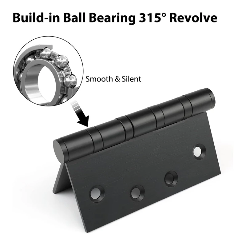 Stainless Steel Black Doors Ball Bearing Door Hinges 4In X 4In Door Hinges 3 PACK