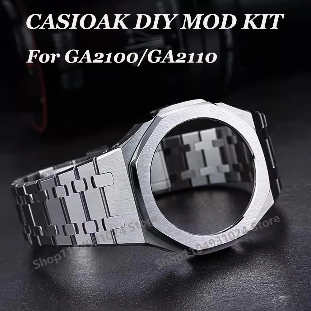 

Комплект модов для Casioak GA2100 GA2110, модифицированный металлический безель с винтом, ремешок Correa из нержавеющей стали, обновленные часы GEN3, аксессуары