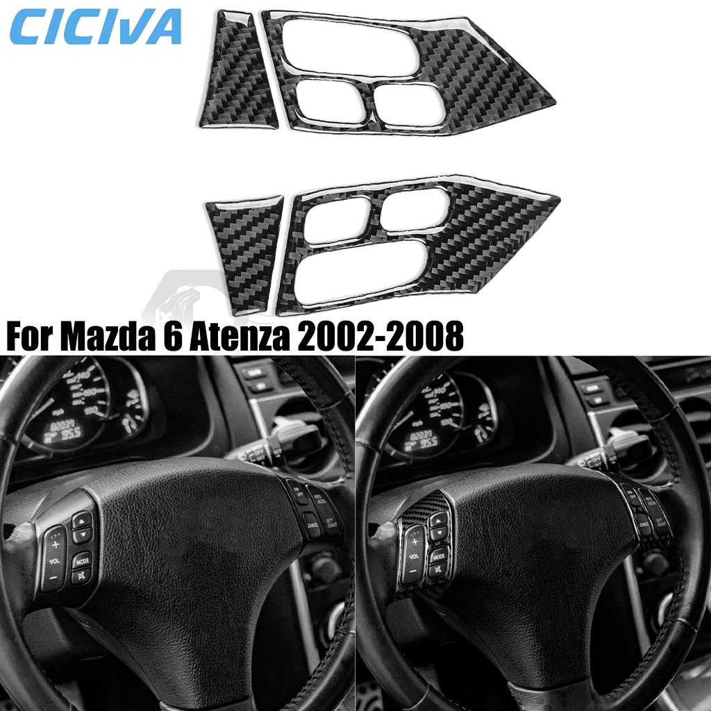 For Mazda 6 Atenza 2002 2003 2004 2005 2006 2007 2008 Carbon Fiber Driver Wheel Button Interior Car Accessories Cover Sticker