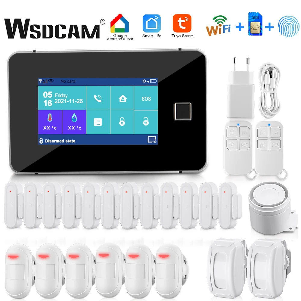 

Wsdcam Tuya Wireless Home Alarm System 2G 4G Smart Home Burglar Security Alarm System Smart Life APP With Sensor Supports Alexa