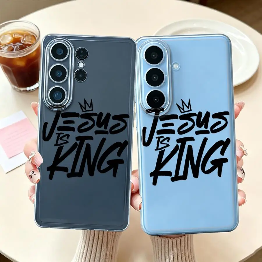 Creative Graffiti Jesus Clear Phone Cover Case for Samsung Galaxy S26 Ultra Note 10 20 S20 S26+ S23 S24 FE S21 S22 S25 Plus S10