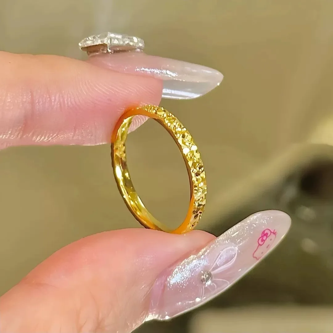 GoldAether Luxury 24K 9999 Pure Gold real gold Women's Narrow Version Wide Version Ring Women's Closed Finger Ring