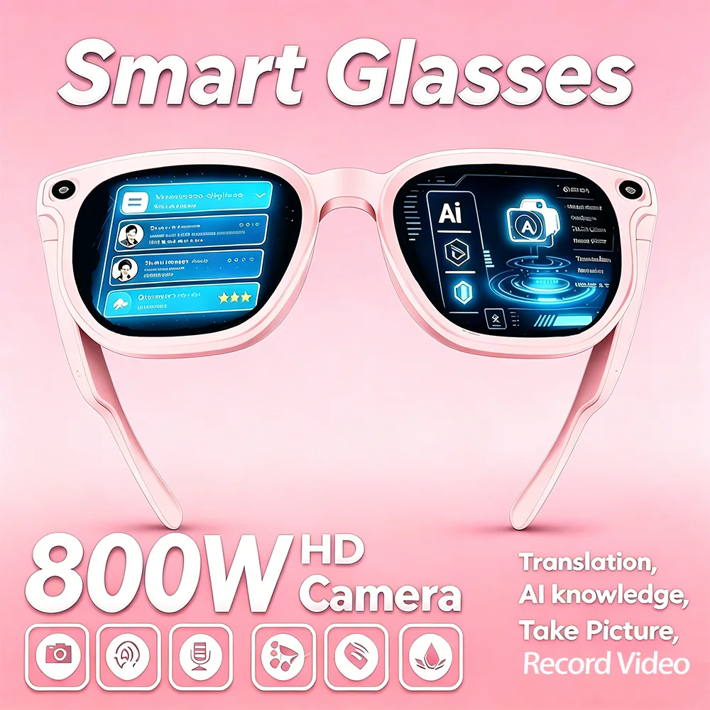 

2026 New 800W Camera Smart Glasses 1200P Photo Video Recording 16GB Bluetooth Call Translation Music Sunglasses SmartGlasses Men