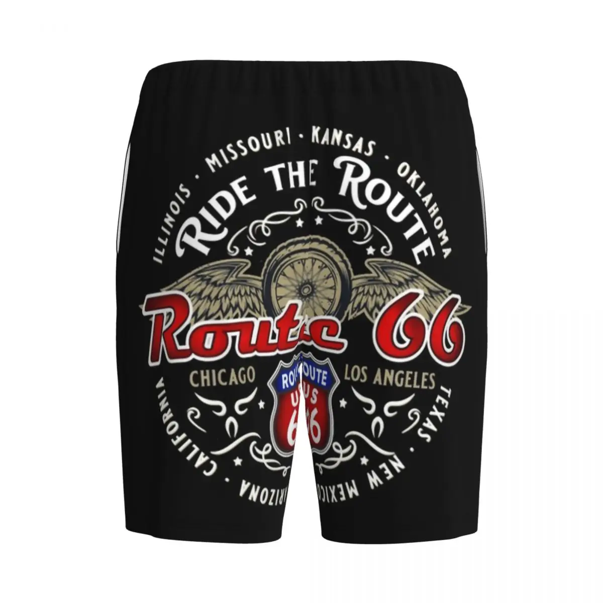 Custom The Route 66 Biker Motorcycle Cruise America's Highway Pajama Bottoms Sleep Shorts Stretch Sleepwear Pjs with Pockets