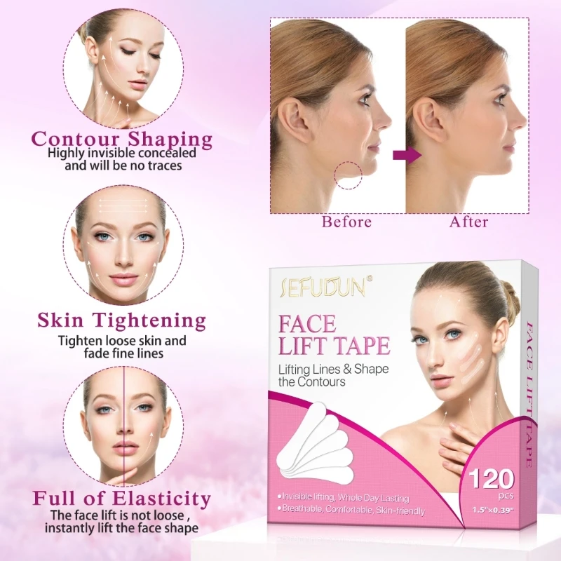 120pcs Face Lift Tape Invisible Facelift Tape for Face Invisible Instant Makeup Face Lift Tools for Hide Double Drop Shipping