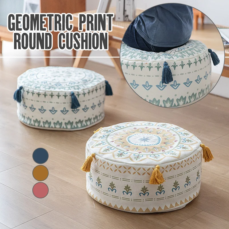 

Comfort Sitting Pier Yoga Meditation Floor Cushion Cover Round Unstuffed Living Room Futon Foot Stool Ottoman Cover (No Filler)