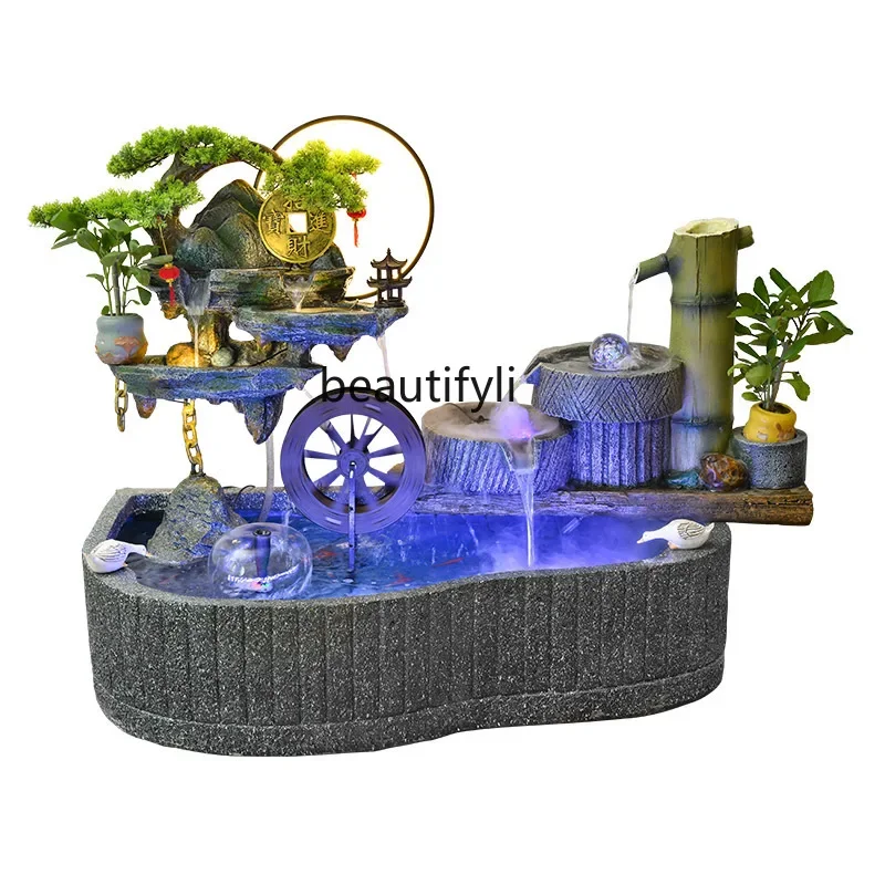 Artificial Mountain and Fountain Fish Pond Living Room Balcony Fish Tank Courtyard Fish Pond Company Hotel Ornaments