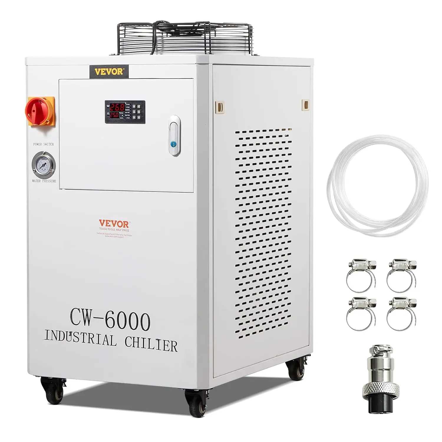 Industrial Water Chiller, CW6000, Industrial Water Cooler Cooling System with Compressor 15L Water Tank Capacity 65 L/min Max