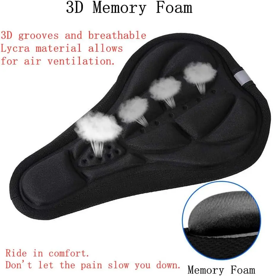 Economy Bicycle Gel Pad Bike Cycling Seat Saddle Cover 3D Soft Cushion Black image 4
