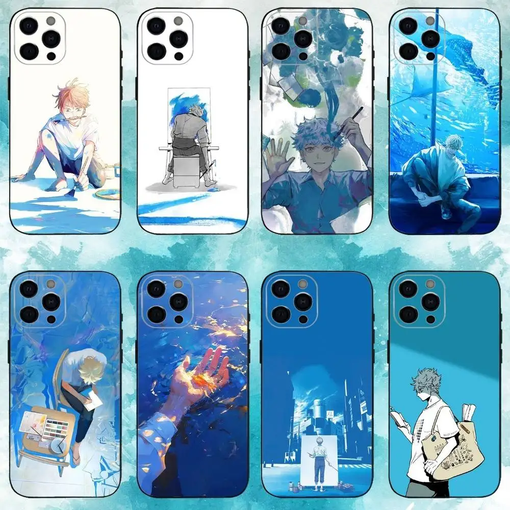 Funda de teléfono Yatora Yaguchi Blue Period para iPhone17,16,15,14,13,12,11 Plus,Pro Max, funda negra suave