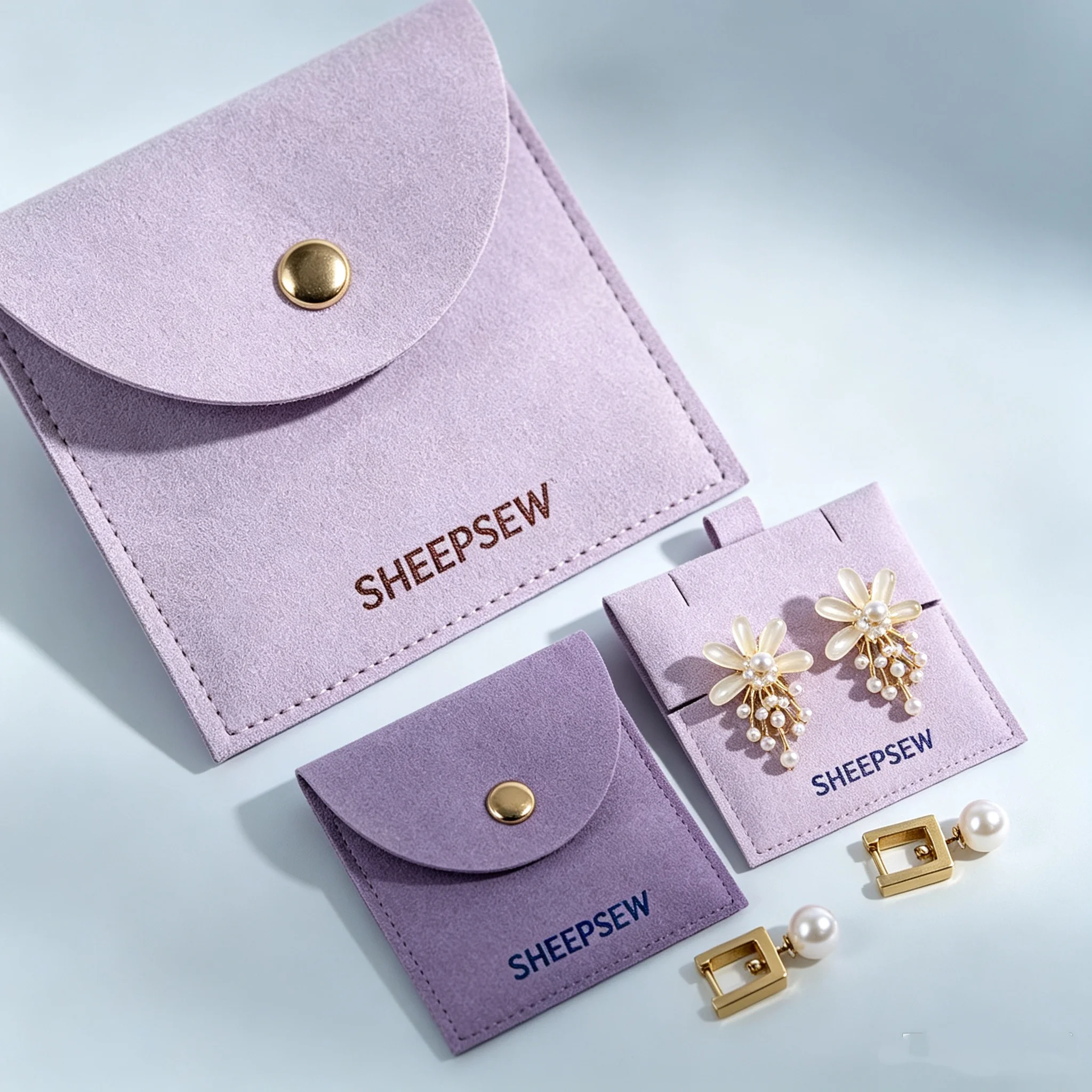 Wedding Package Gold - 20/50/100Sets New Light Purple 8x8cm Velvet