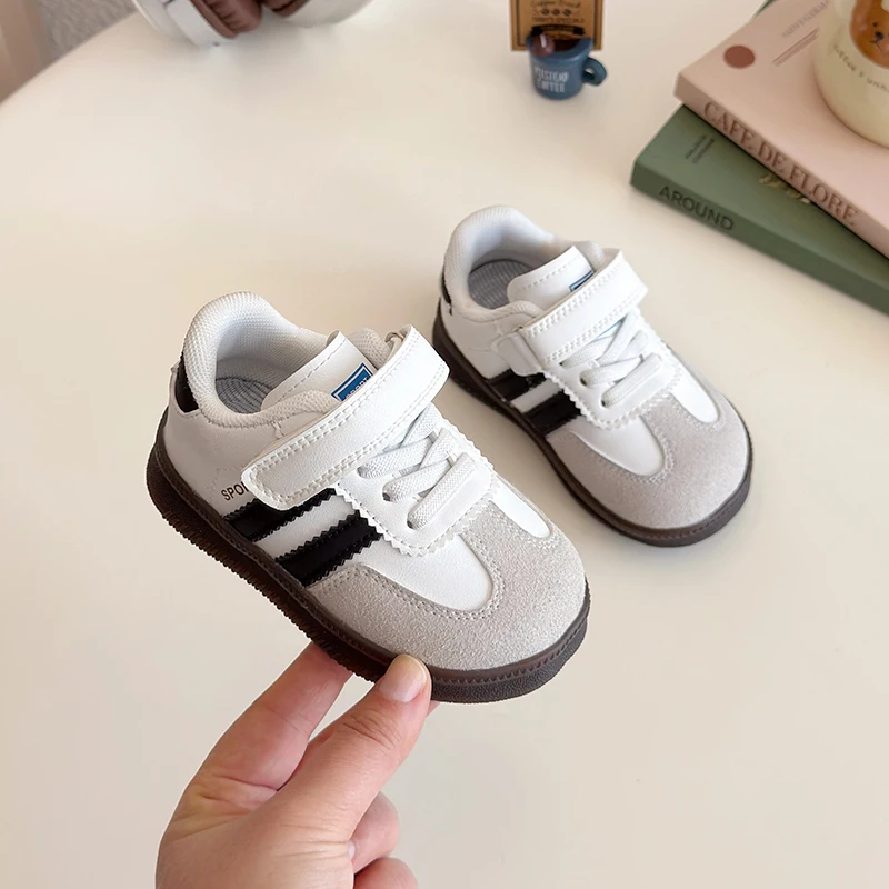 Spring Autumn Toddler Kids Boys Girls Retro Striped Sneakers Lace Up Non-Slip Soft Sole for Daily School Outdoor Play Wear