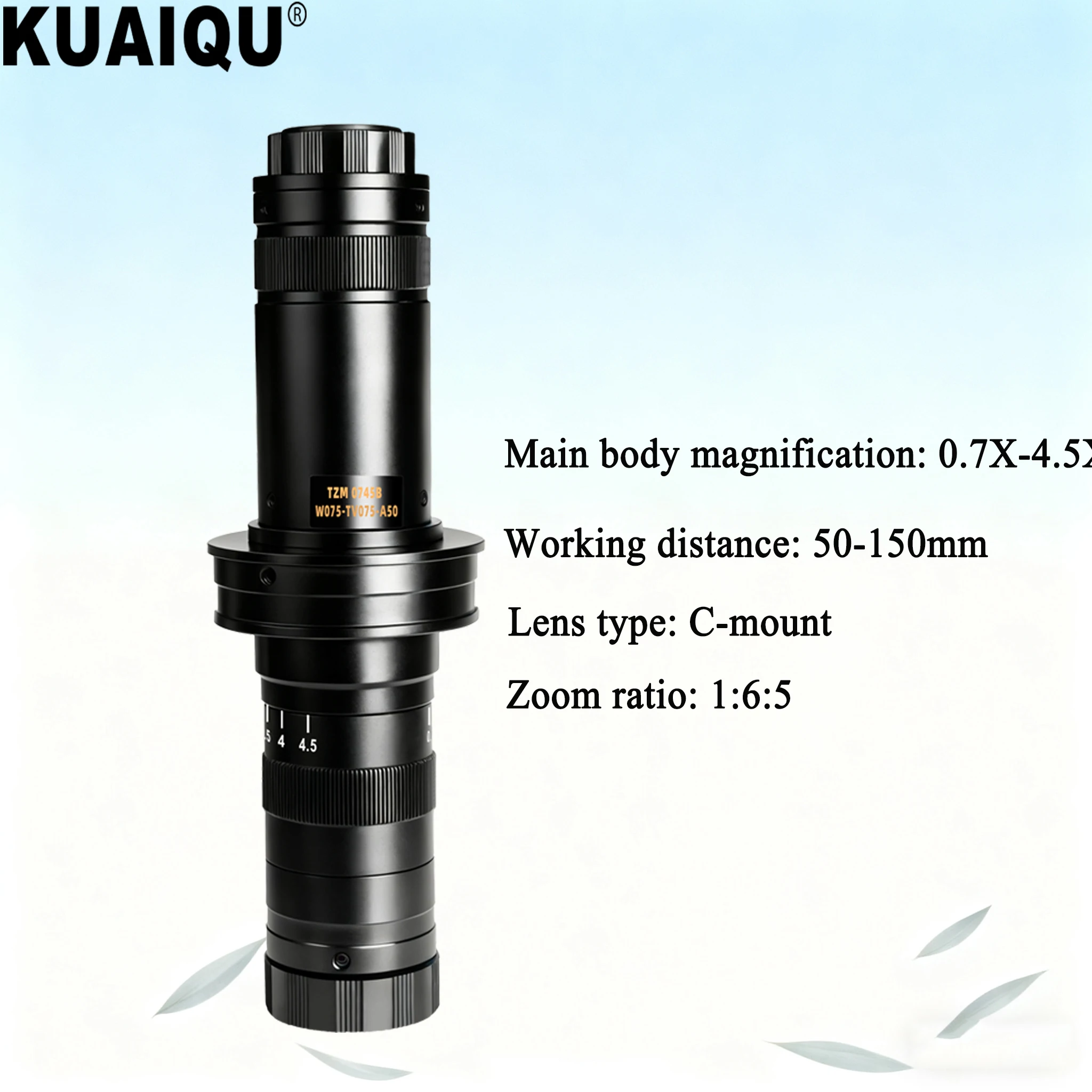 

Промышленная камера для видеомикроскопа KUAIQU с креплением C и регулируемым увеличением, линзой с оптическим зумом 0,7X-4,5X, конфокальный интерфейс