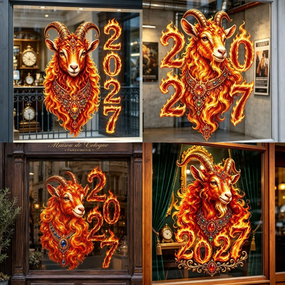 2027 New Year Glass Decor Stickers Waterproof No Residue Static Decals for Christmas Party Shop Store Home Window Stickers