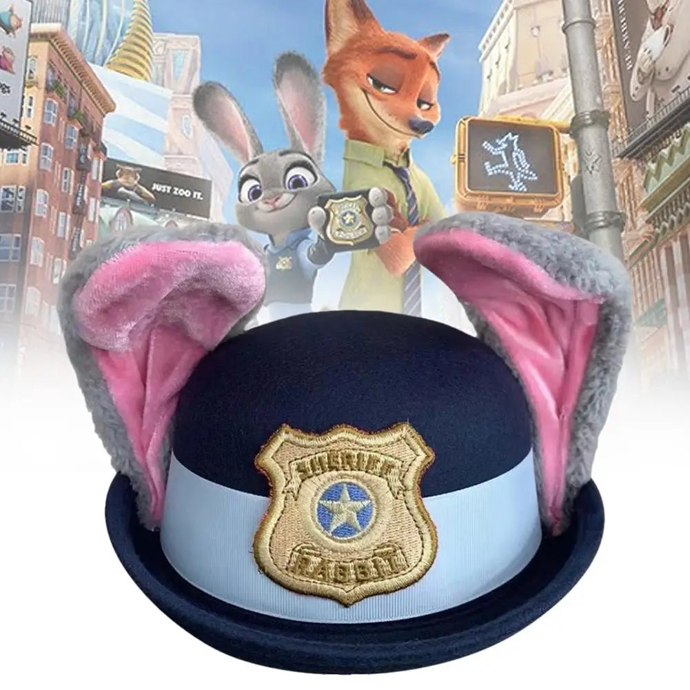 Judy Hopps Rabbit Cosplay Costume, Accessories, and Cartoon Bunny Ear Hat for Disney's Zootopia
