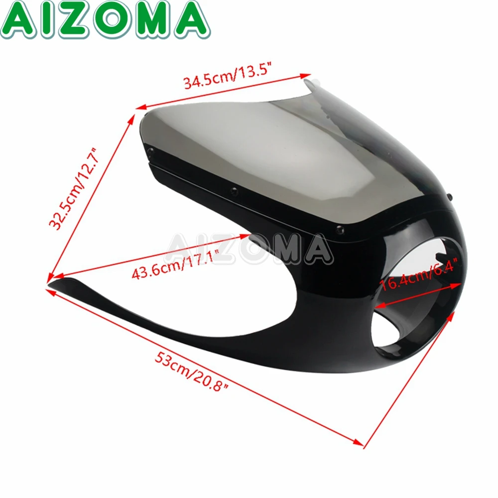 Retro 6-1/4 inch Headlight Cowl Cover Smoke Windshield Cafe Racer Half Fairing For Honda Suzuki Yamaha Kawasak Scrambler BMW R