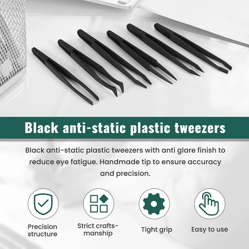 

NEW_6PCS Tweezer Plastic Anti Static Tool Kit(Black)