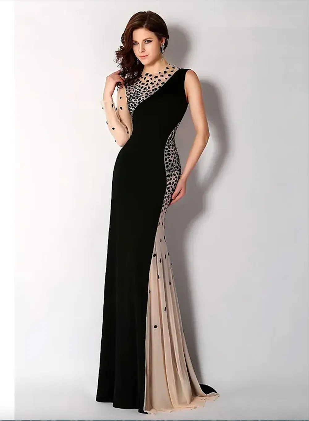 

2025 Fashion Black Evening Dresses One Shoulder Long Sleeve Mermaid Celebrity Party Dress Customized
