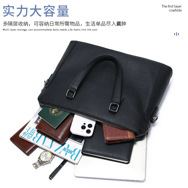 정품 메신저 가죽 서류가방 남성 비즈니스 가방 럭셔리 블랙 서류가방 남성용 핸드백 출퇴근 비즈니스 컴퓨터 가방