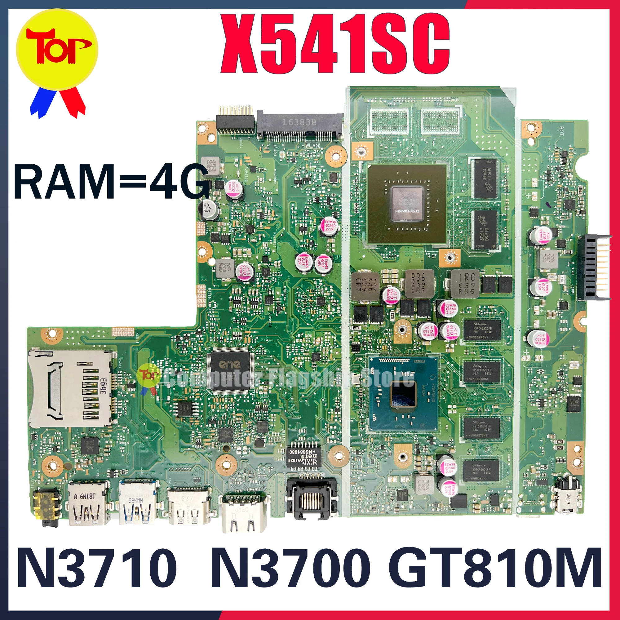 KEFU X541S เมนบอร์ดแล็ปท็อปสำหรับ ASUS X541SC F541S X541SCA N3700 N3710 4G GT810M/V2G 100% ทำงาน Testd