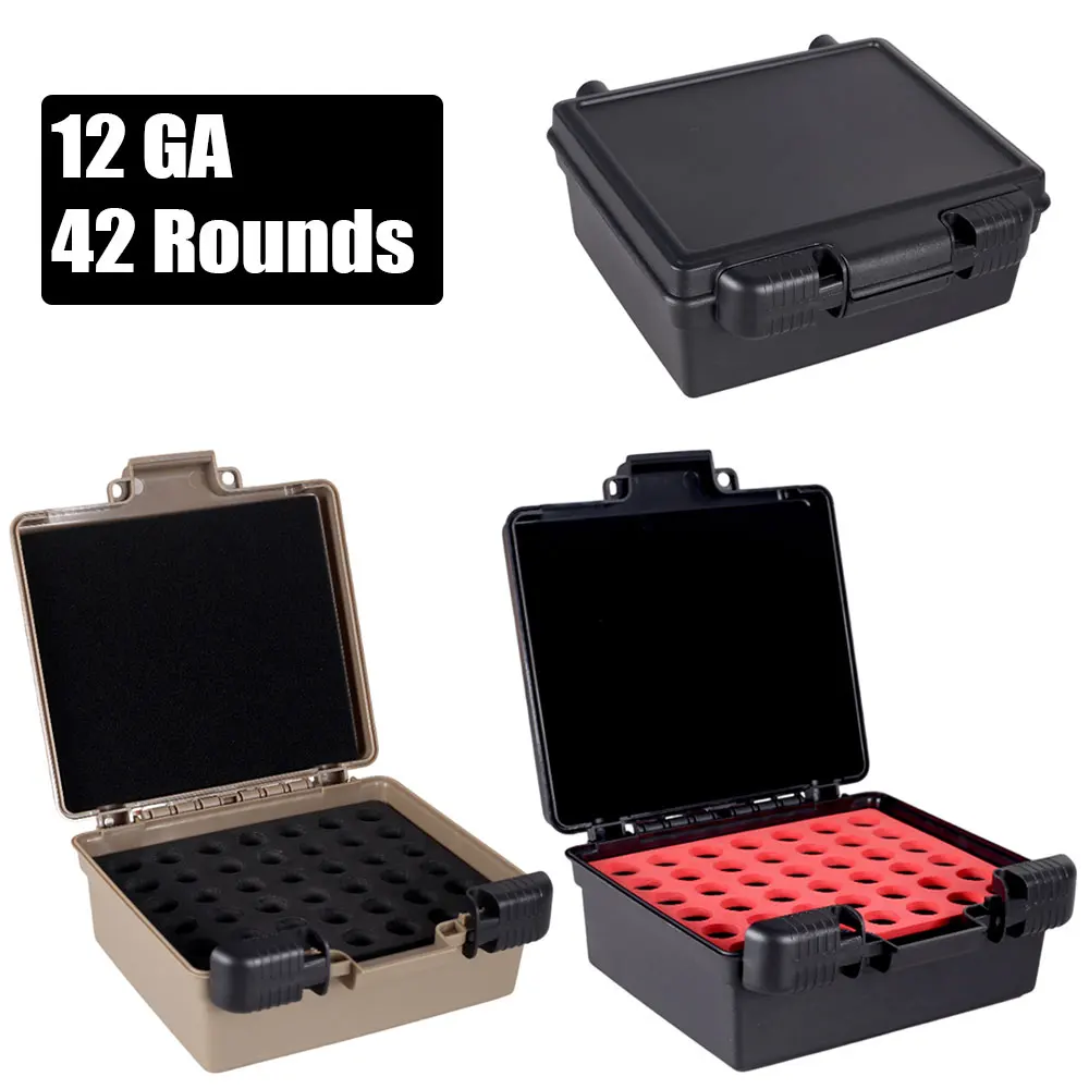 12GA Shotshell Ammo Case 42 Rounds Tactical Shotgun Shell Storage Box Foam Insert 12 Gauge Ammunition Container for Men Hunting