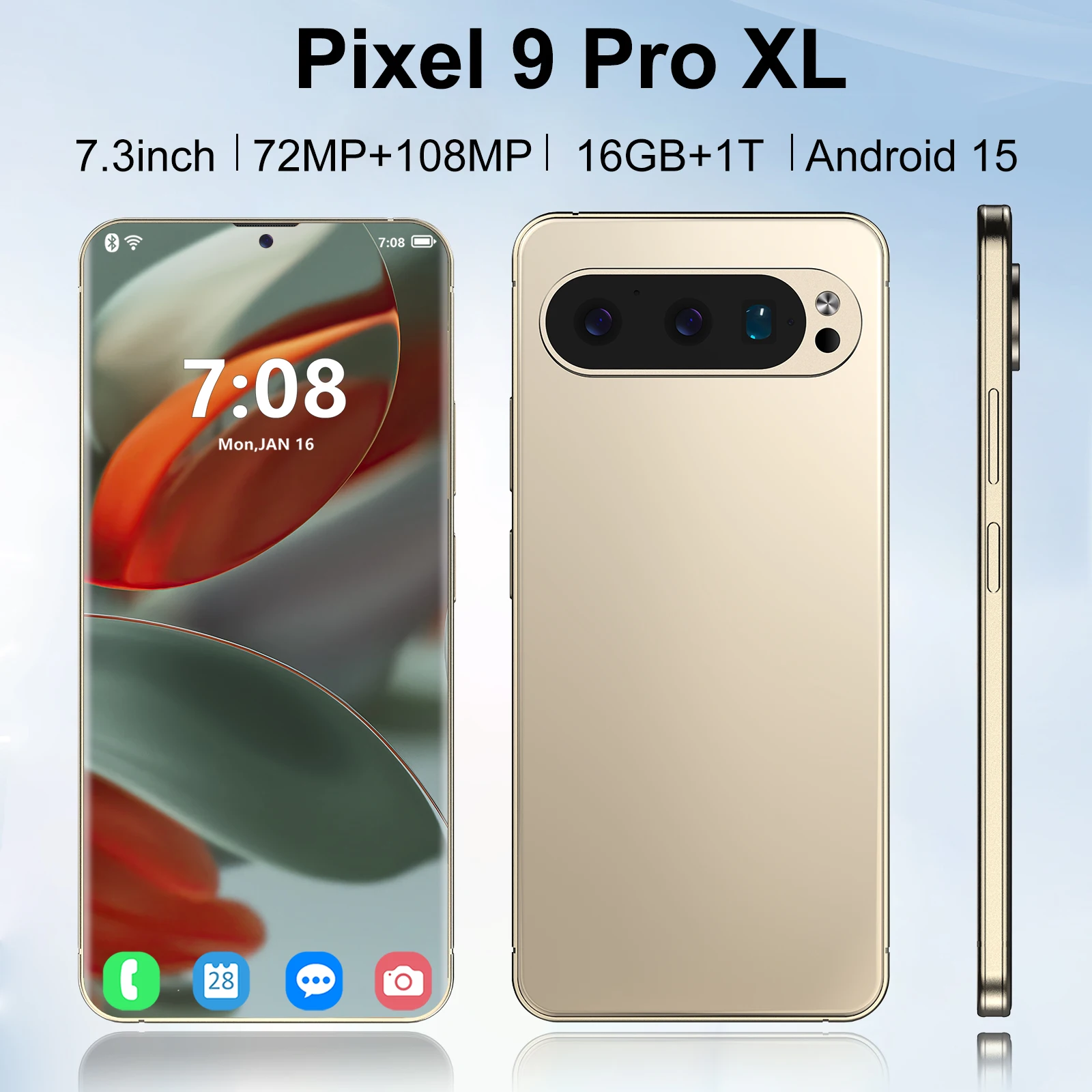 

Global Version Pixel 9 Pro 5G Smartphone 7.3 Inch 16GB RAM+1024GB ROM Qualcomm8Gen2 ,108MP Camera 8800Mah Battery Android Phone