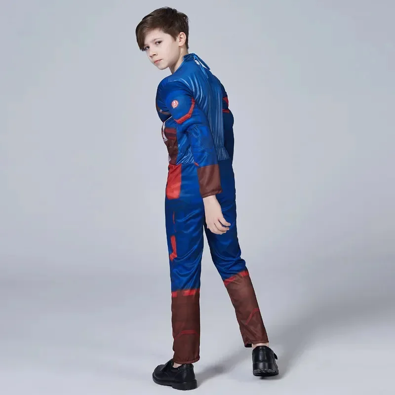WAT 18 Spier Kids Superheld Captain America Cosplay Kostuum Bodysuit Schild Pak Halloween Kosten Nieuwe 2025