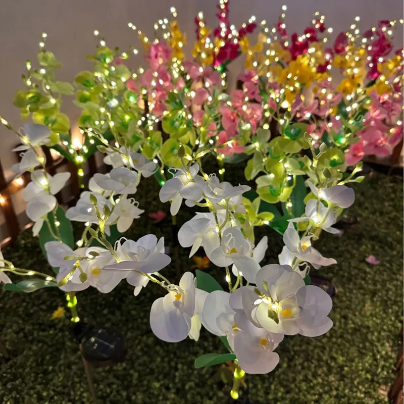 

Solar-Powered LED Yard Lights Phalaenopsis Floral Garden Decor Lamp Waterproof Outdoor Lawn Lighting Plug Light 1049