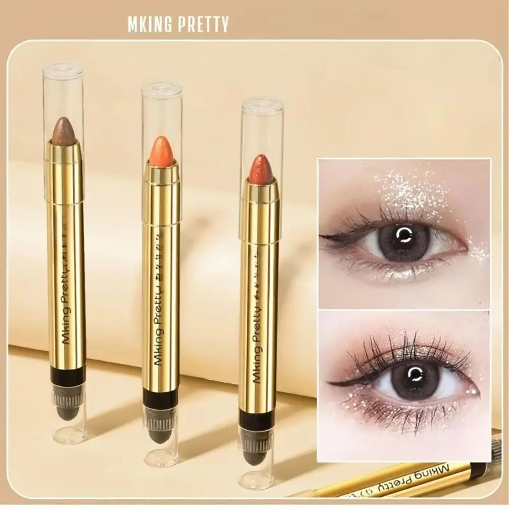 1 pz nuovo ombretto a doppia estremità stick ombretto opaco a lunga durata matita glitter 6 colori sdraiato baco da seta penna trucco cosmetico
