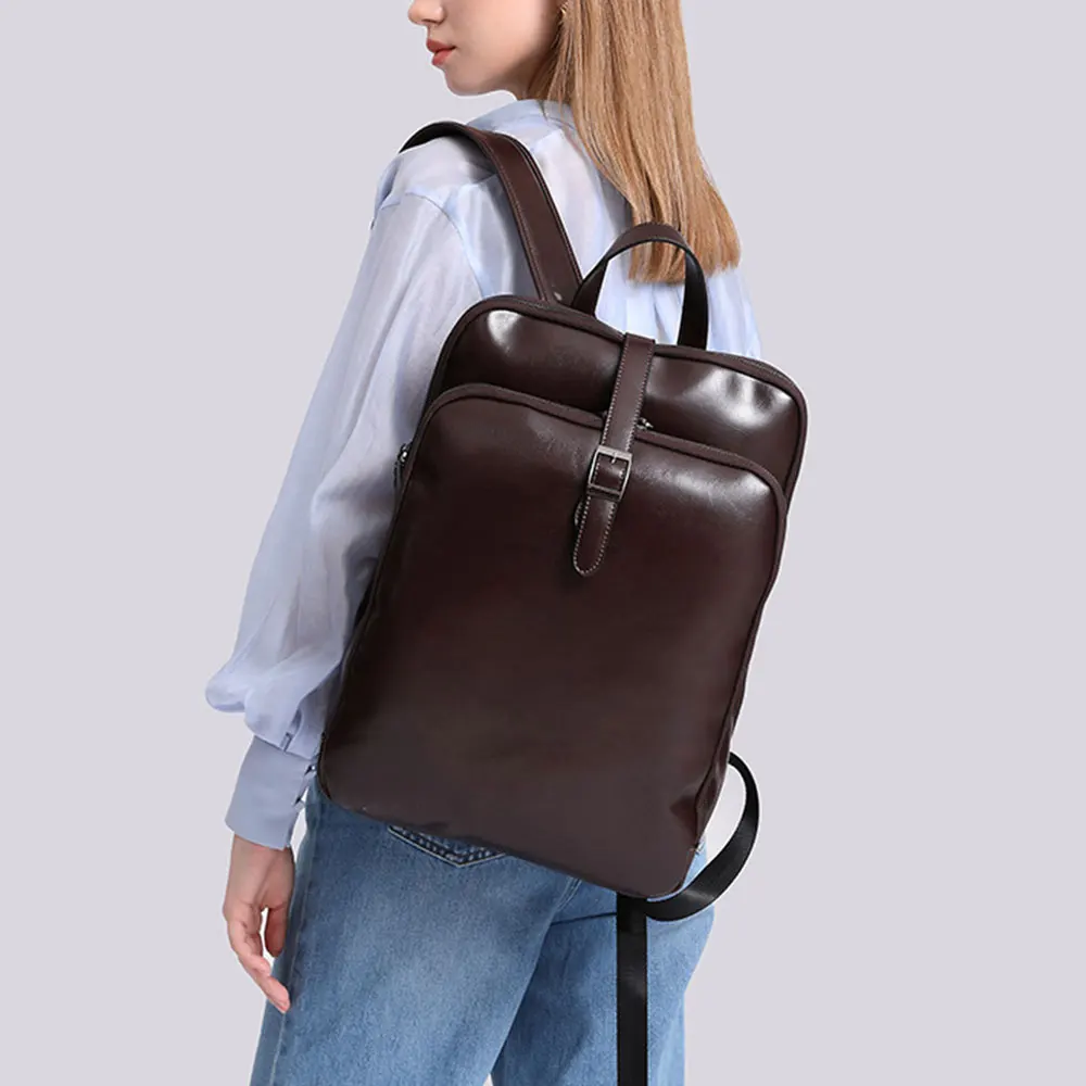 

Vintage Women's Backpackas Genuine Leather High Quality School Bag Luxury Designer Women Travel Backpack Cowhide Laptop Bags