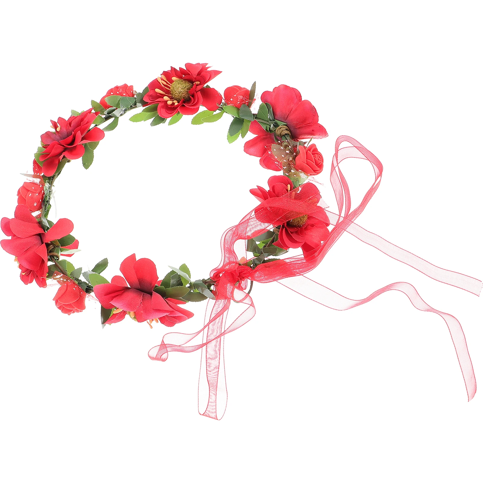 

Floral Headband Pearl Blue Wedding Hair Accessories Adjustable Flower Crown Bridal Wreath Headwear Girls Outfit Party Travel