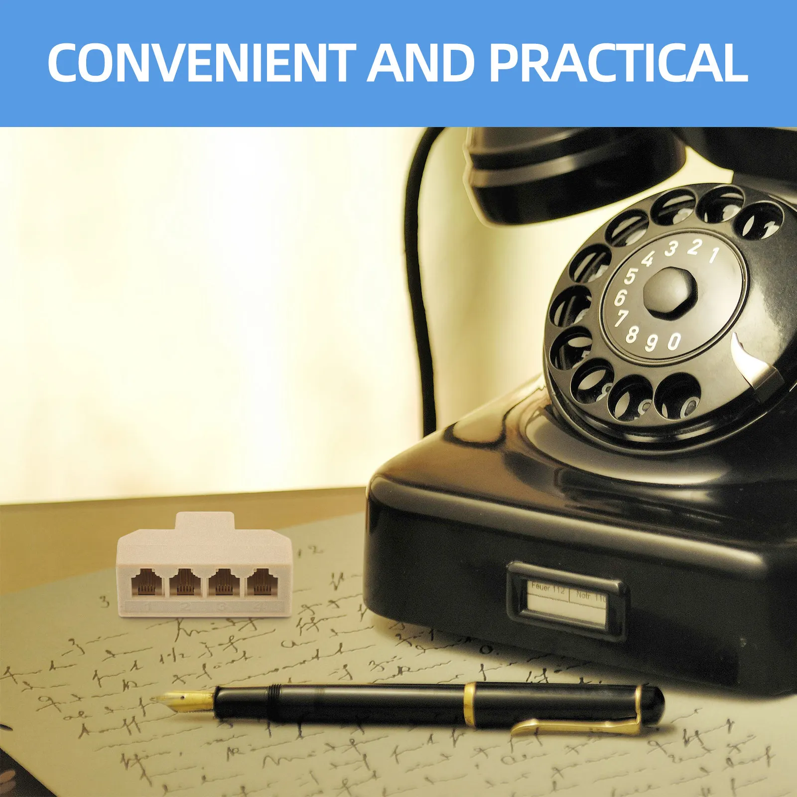 4Pcs 6p4c Telephone Splitter Four-Way Landline Adapter Plug and Play Connector for Multiple Phone Devices 6p4c Landline Splitter